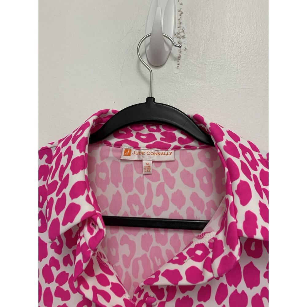 Jude Connally "Beth" Cheetah Sleeveless Sheath A-Line Dress in Hot Pink Medium - Picture 2 of 4